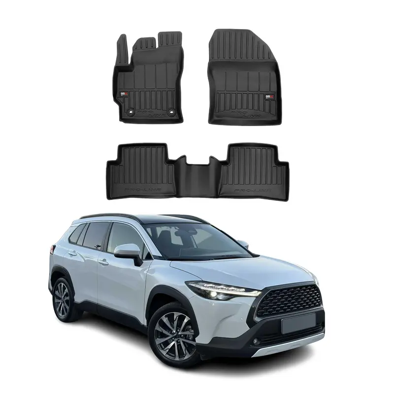 OMAC Tapis de sol noir pour Toyota Corolla Cross 2021-2026 3 pièces en TPE