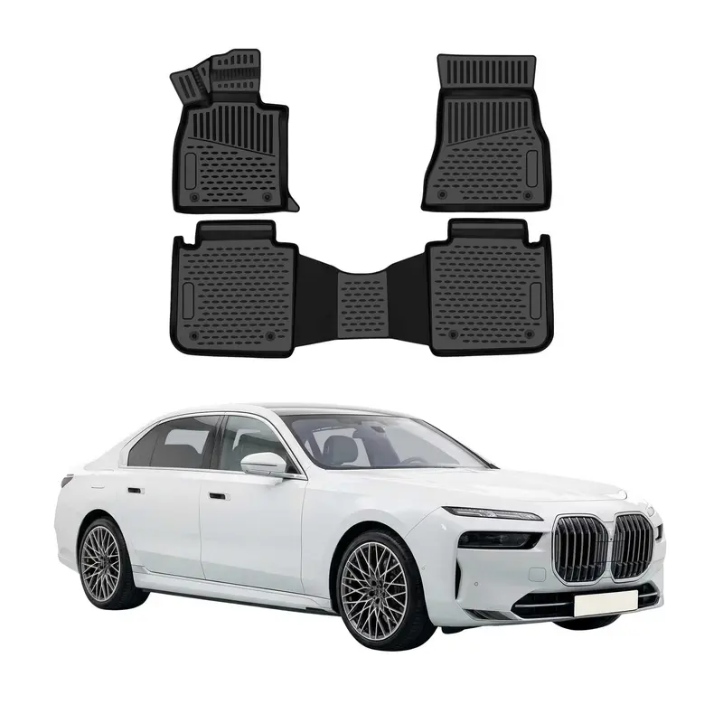 OMAC Tapis de sol pour BMW Serie 7 G70 2023-2026 en caoutchouc TPE Noir 3Pcs
