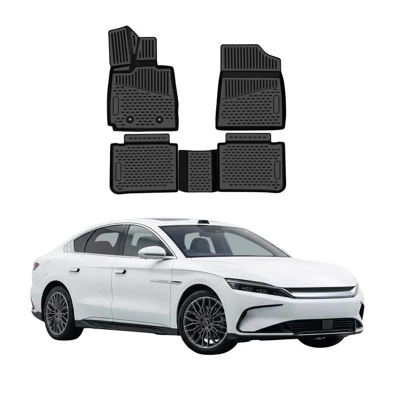 OMAC Tapis de sol pour BYD Han EV 2023-2026 en caoutchouc TPE Noir 4Pcs