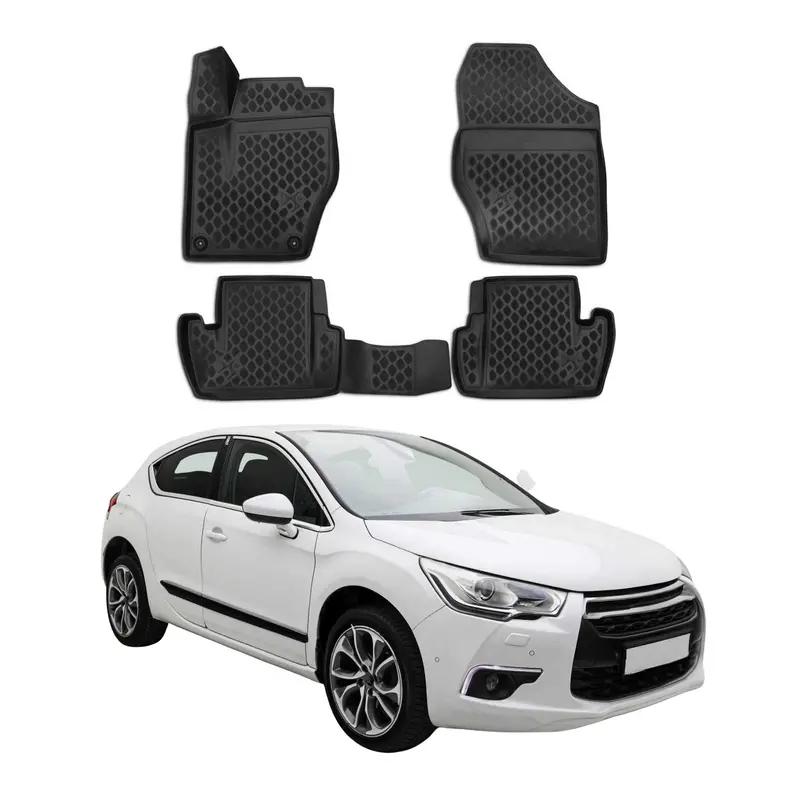 OMAC Tapis de sol pour Citroen DS4 2011-2015 en caoutchouc Noir