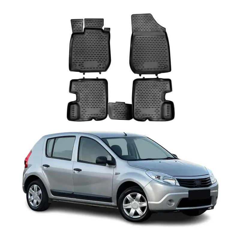 OMAC Tapis de sol pour Dacia Sandero 2008-2012 sur mesure en caoutchouc Noir