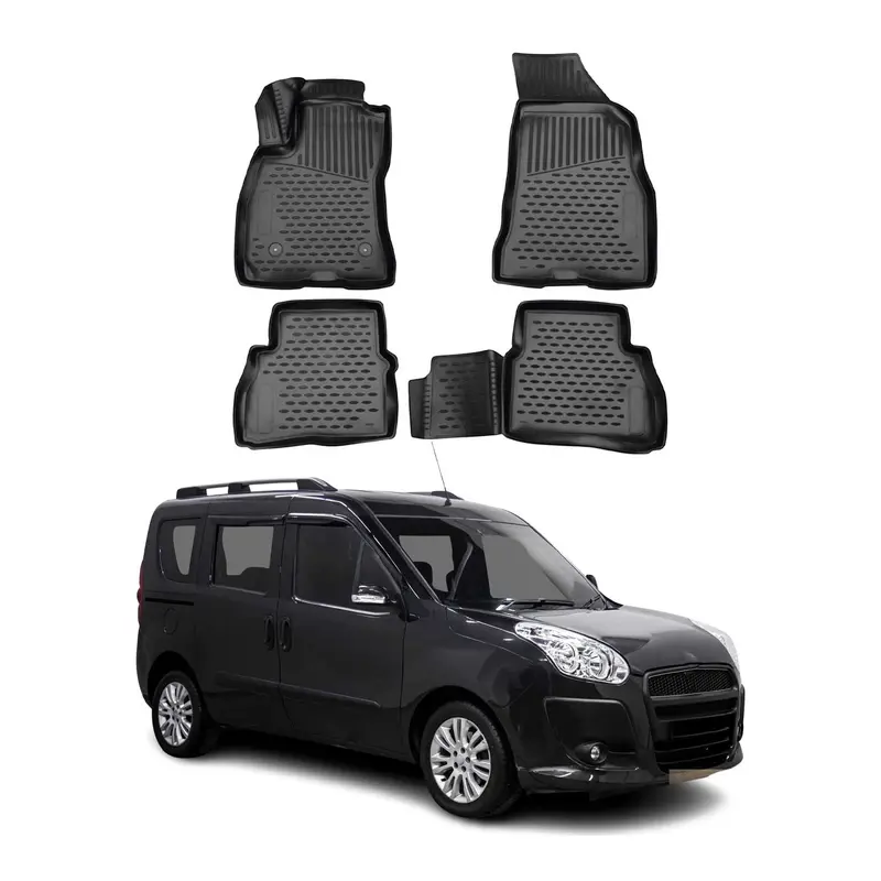 OMAC Tapis de sol pour Fiat Doblo 2015-2022 sur mesure en caoutchouc Noir