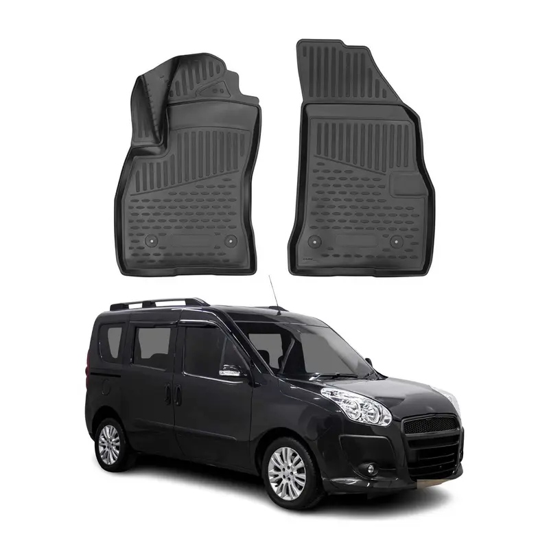 OMAC Tapis de sol pour Fiat Doblo Cargo Maxi 2015-2022 en caoutchouc Noir