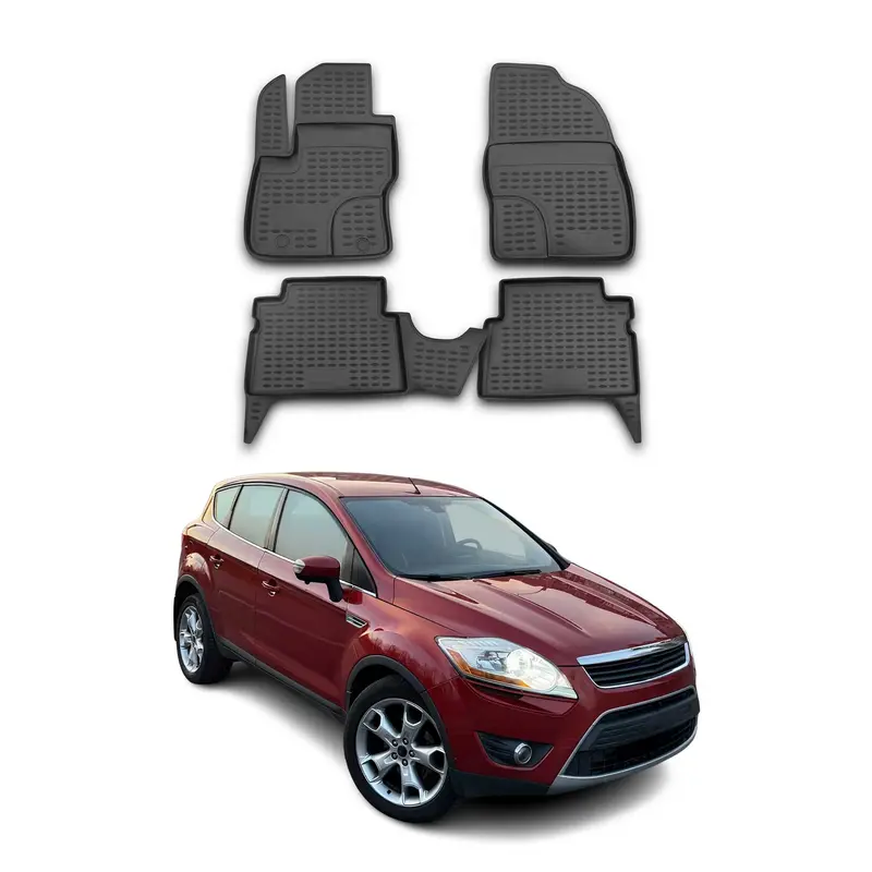 OMAC Tapis de sol pour Ford Kuga I 2008-2012 sur mesure en caoutchouc Noir