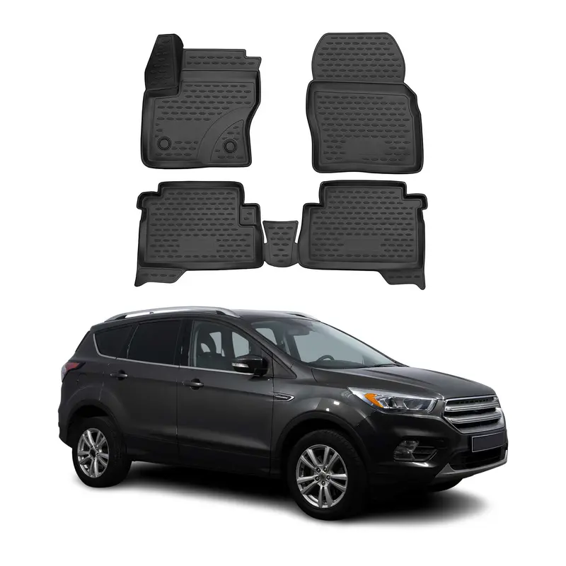 OMAC Tapis de sol pour Ford Kuga II 2012-2019 en caoutchouc Noir