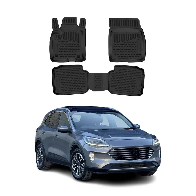 OMAC Tapis de sol pour Ford Kuga III Hybrid 2019-2026 en caoutchouc Noir