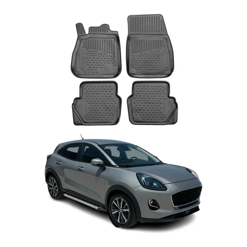 OMAC Tapis de sol pour Ford Puma PHEV 2019-2026 en caoutchouc Noir