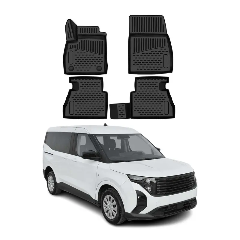 OMAC Tapis de sol pour Ford Tourneo Courier II 2023-2026 en caoutchouc Noir 4Pcs