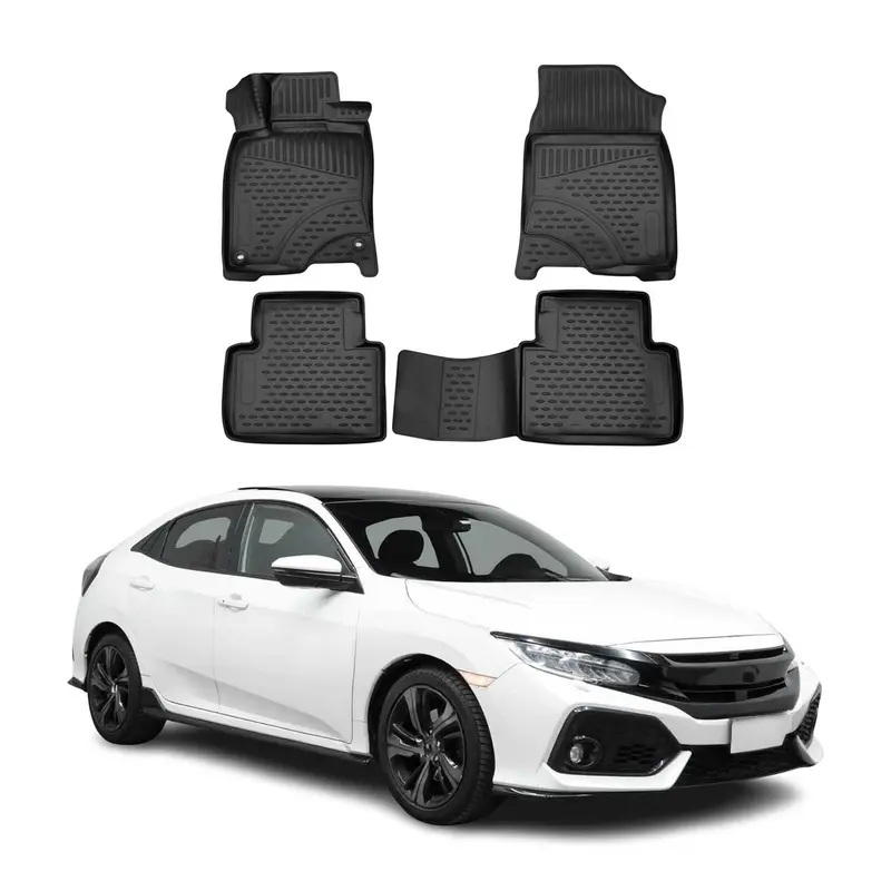 OMAC Tapis de sol pour Honda Civic X Berline Break 2017-2021 en caoutchouc Noir