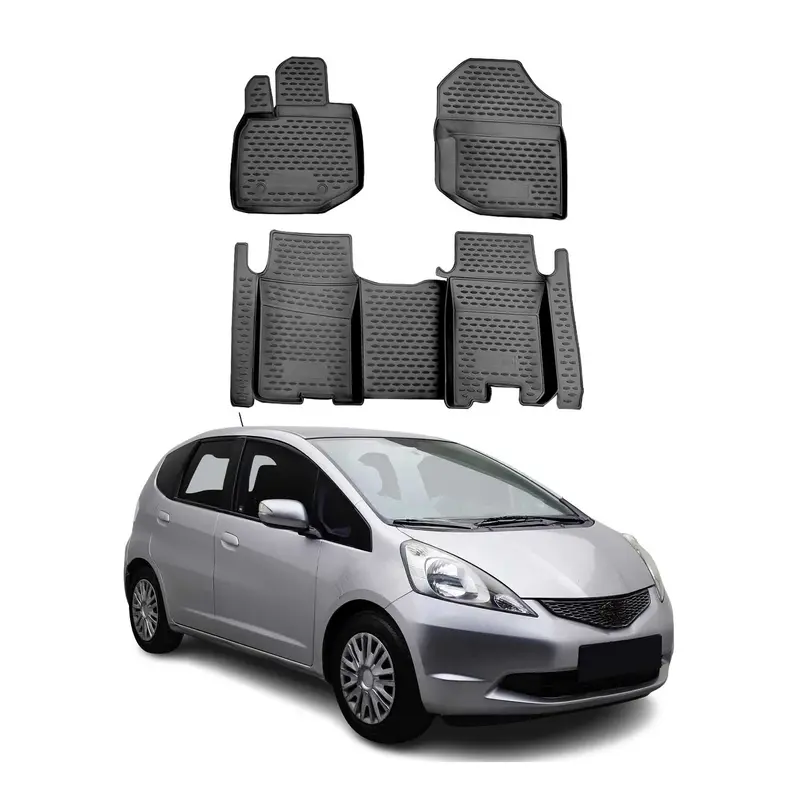 OMAC Tapis de sol pour Honda Jazz mk2 HB 2008-2015 sur mesure en caoutchouc Noir