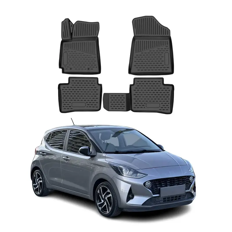 OMAC Tapis de sol pour Hyundai i10 2020-2026 sur mesure en caoutchouc Noir