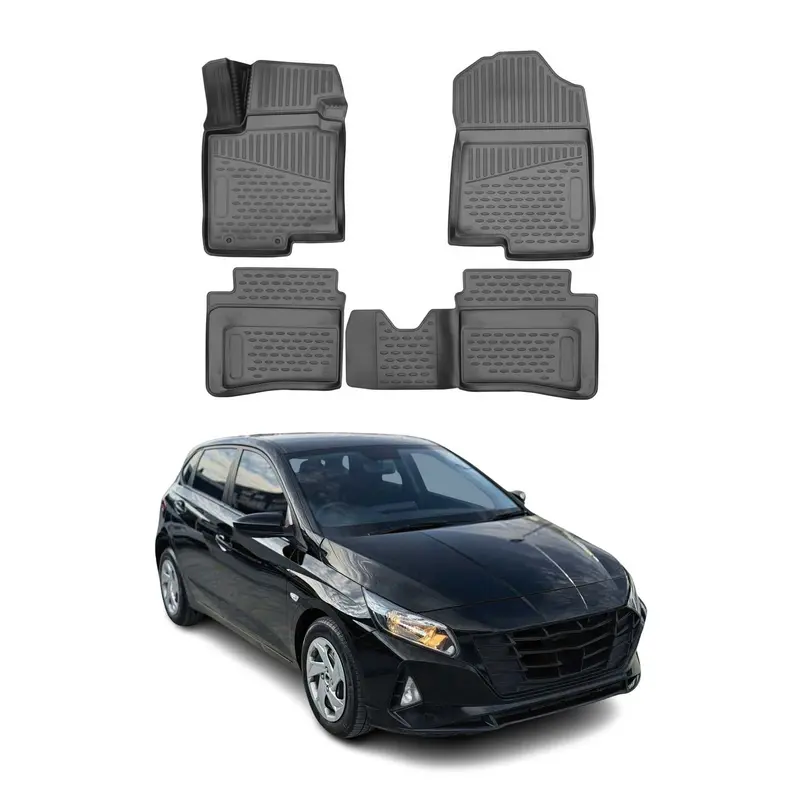 OMAC Tapis de sol pour Hyundai i20 2020-2026 sur mesure en caoutchouc Noir