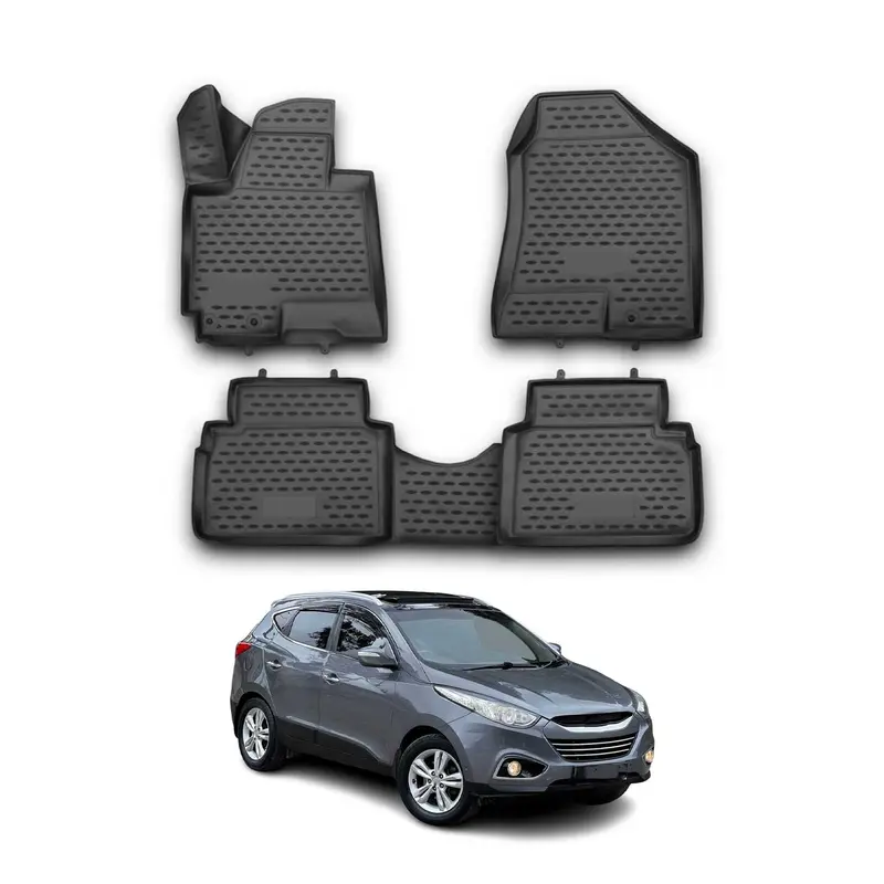 OMAC Tapis de sol pour Hyundai iX35 2009-2015 en caoutchouc Noir