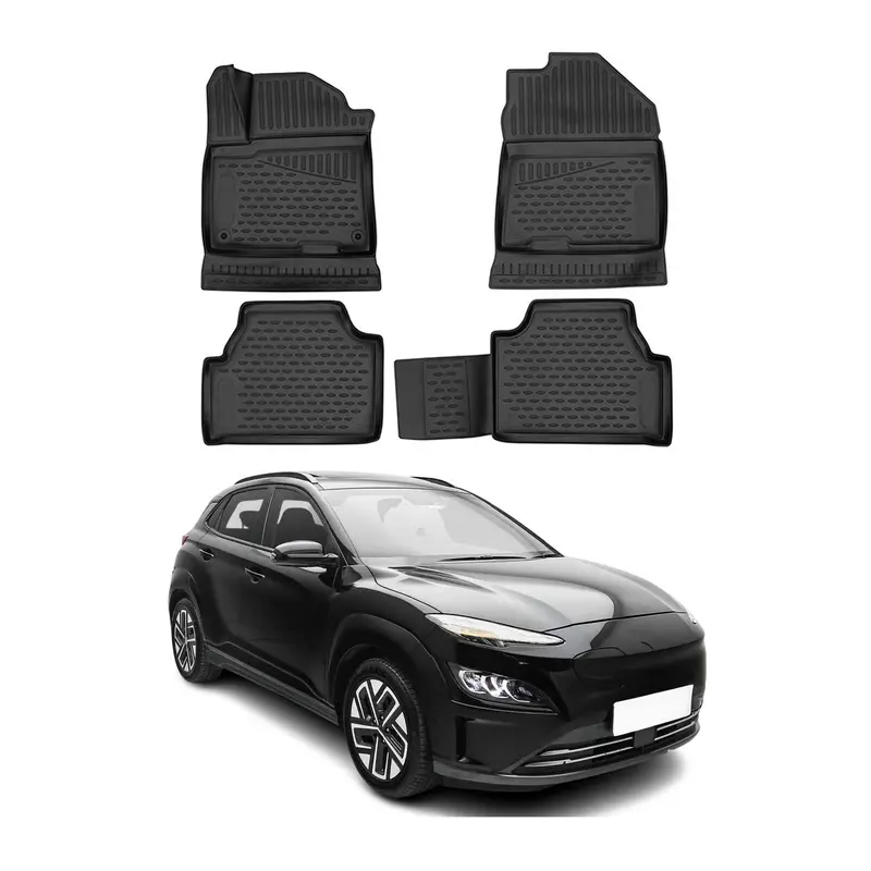 OMAC Tapis de sol pour Hyundai Kona EV 2017-2023  en caoutchouc Noir