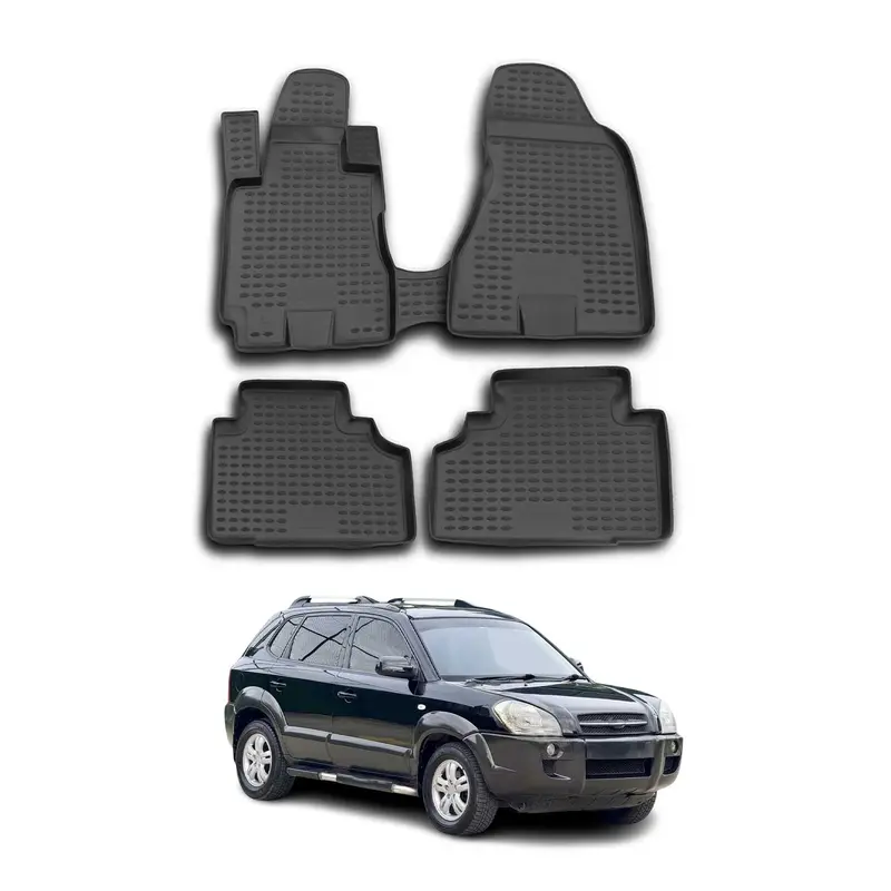 OMAC Tapis de sol pour Hyundai Tucson 2004-2010 en caoutchouc Noir