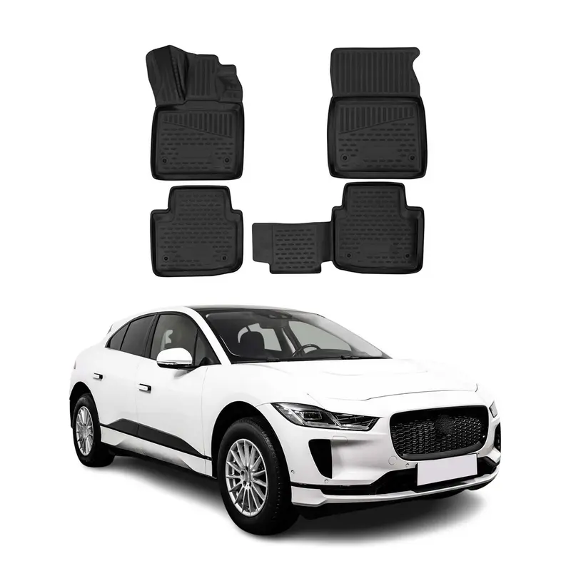 OMAC Tapis de sol pour Jaguar I-Pace 2018-2024 sur mesure en caoutchouc Noir
