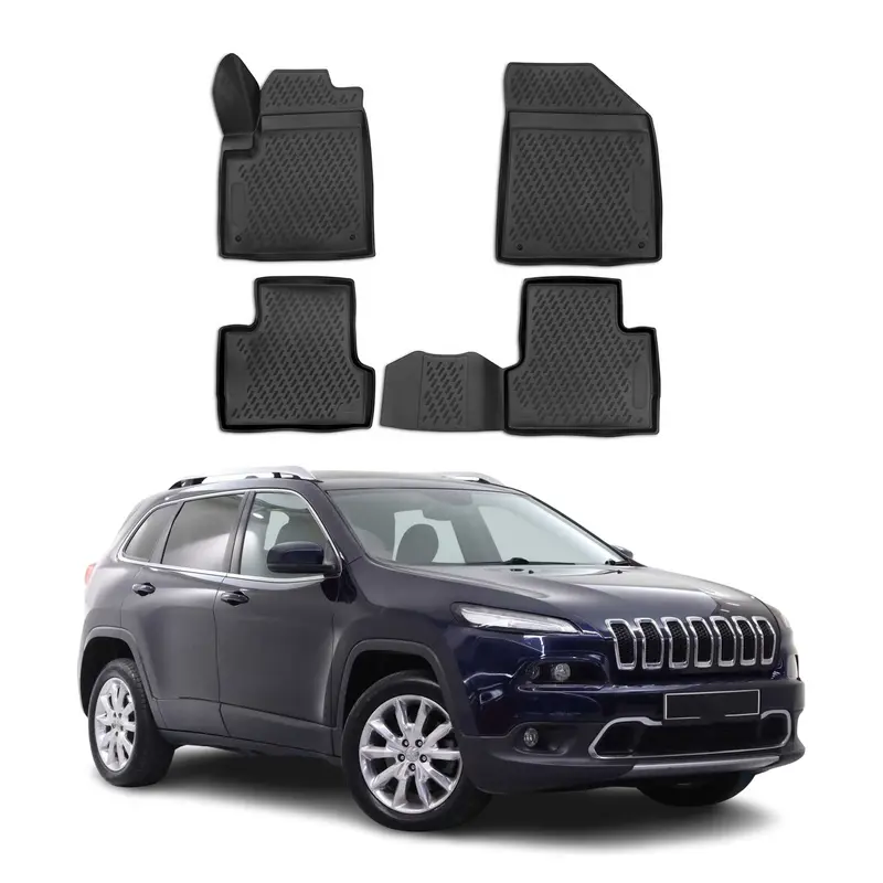 OMAC Tapis de sol pour Jeep Cherokee 2014-2023 en caoutchouc Noir
