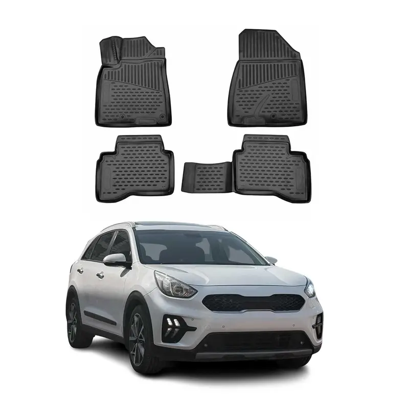 OMAC Tapis de sol pour Kia Niro I 2017-2022 Plug in Hybrid en caoutchouc Noir