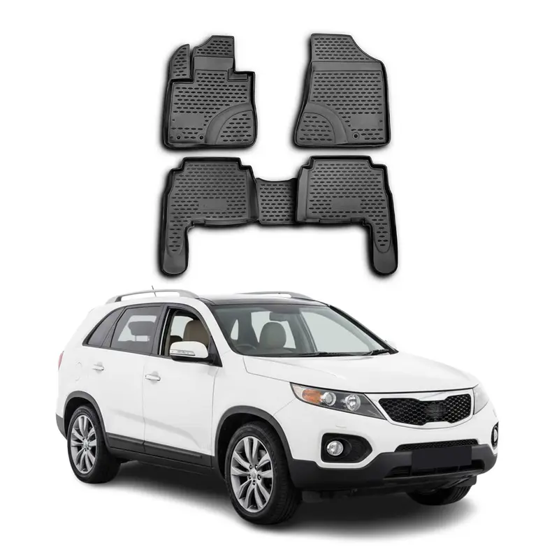 OMAC Tapis de sol pour Kia Sorento 2010-2012 sur mesure en caoutchouc Noir