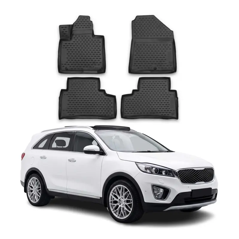 OMAC Tapis de sol pour KIA Sorento 2015-2020 en caoutchouc Noir