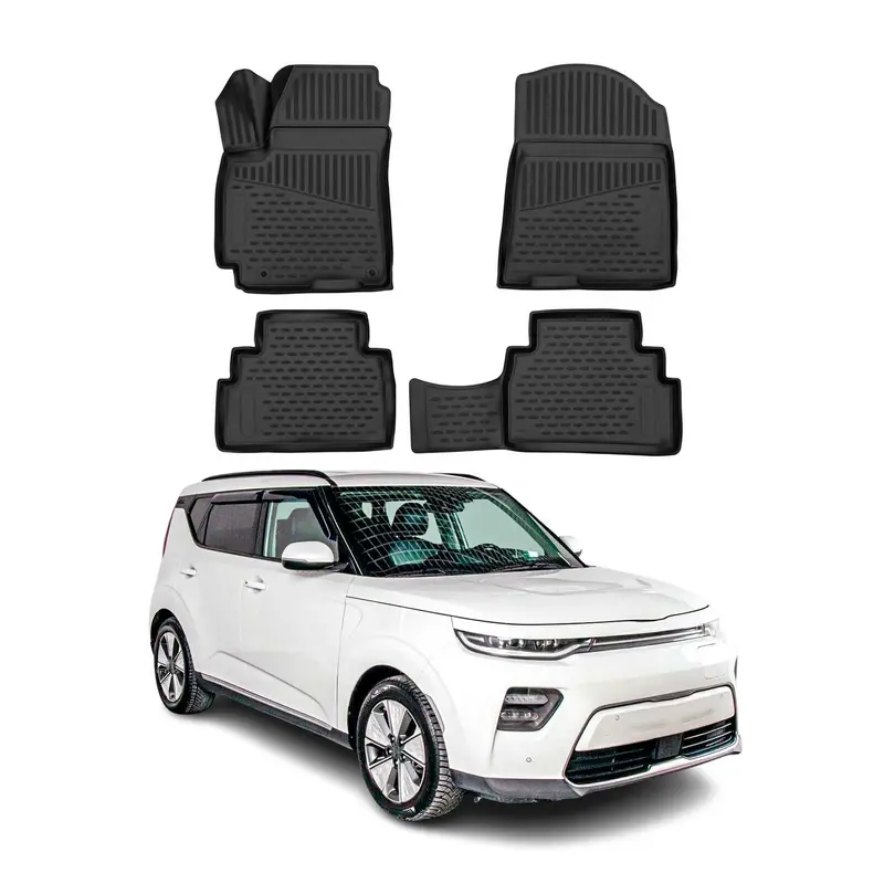 OMAC Tapis de sol pour Kia Soul 2020-2026 sur mesure en caoutchouc Noir