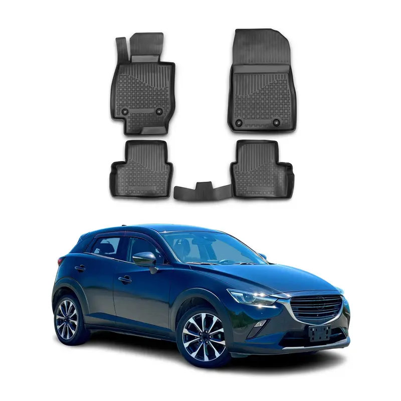 OMAC Tapis de sol pour Mazda CX-3 2015-2023 en caoutchouc Noir