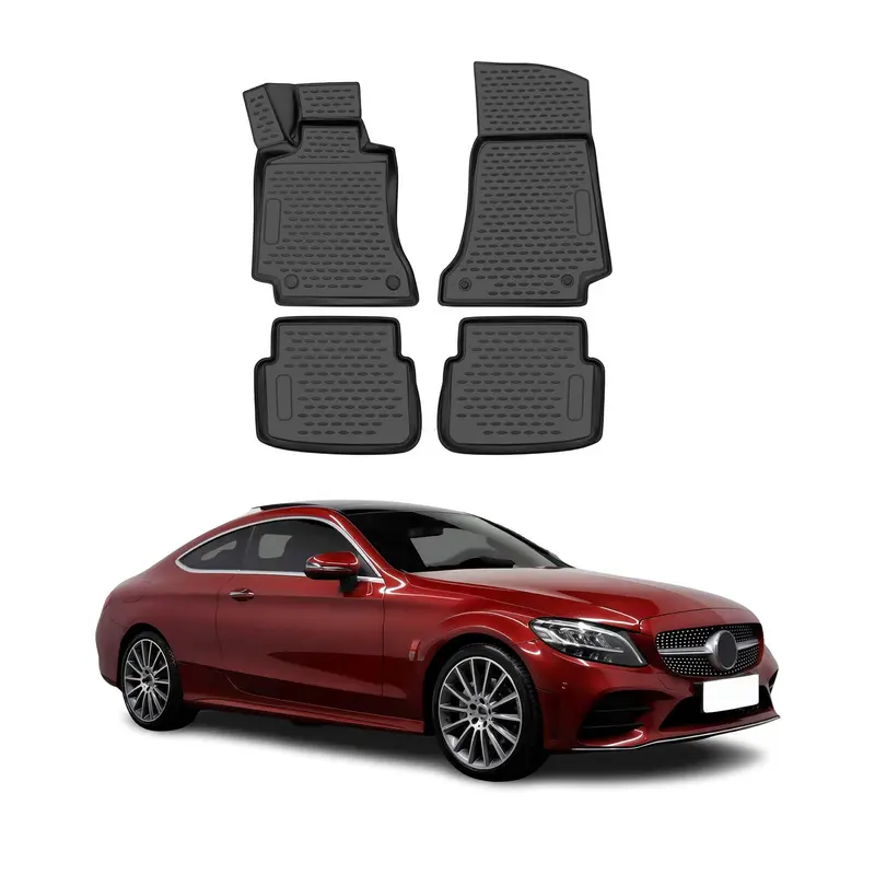 OMAC Tapis de sol pour Mercedes Classe C C205 Coupe 2017-2023 en caoutchouc Noir