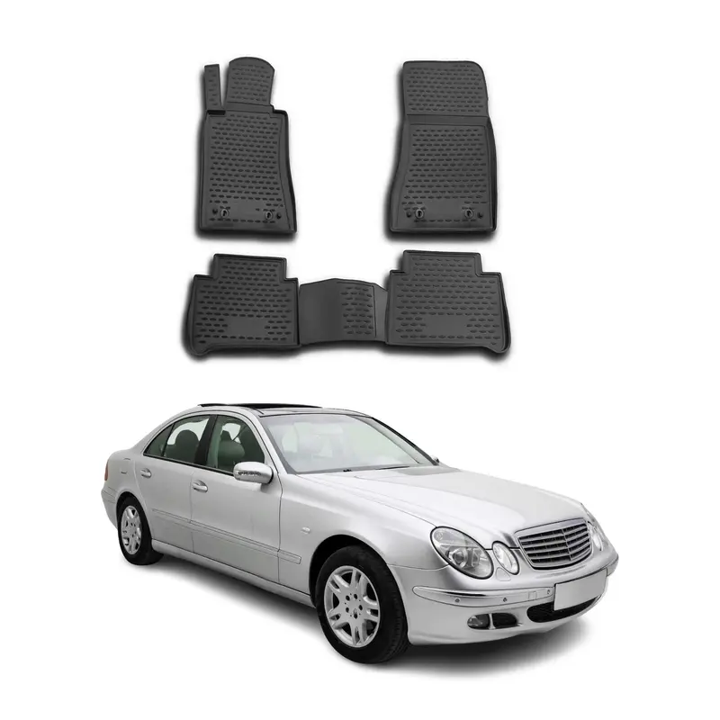 OMAC Tapis de sol pour Mercedes Classe E W211 S211 2002-2009 en caoutchouc Noir