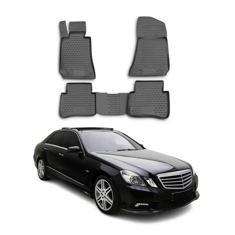 OMAC Tapis de sol pour Mercedes Classe E W212 2010-2016 en caoutchouc Noir 4Pcs