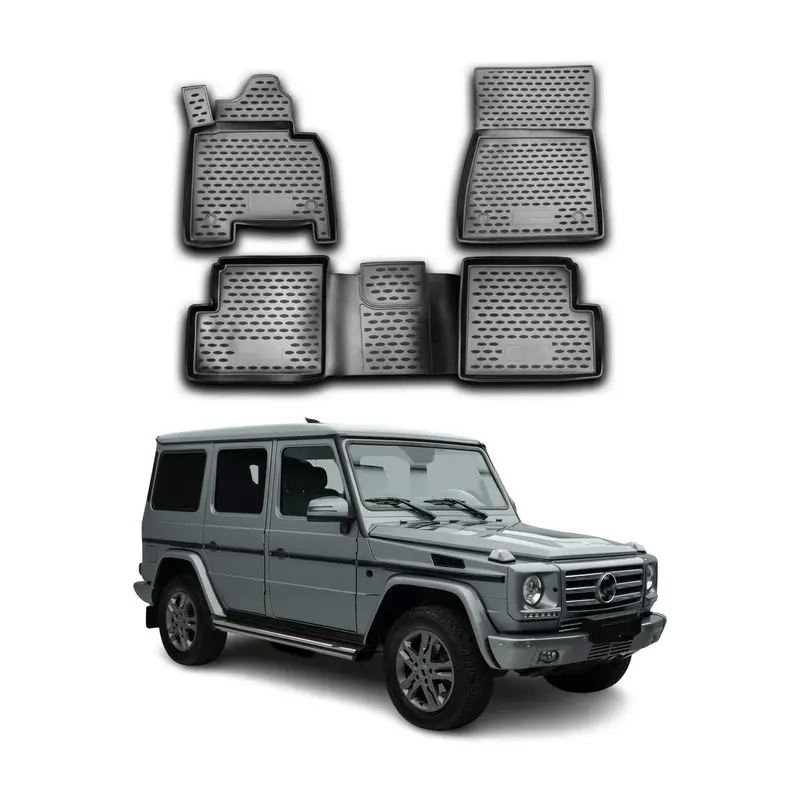 OMAC Tapis de sol pour Mercedes Classe G W463 1990-2018 en caoutchouc Noir