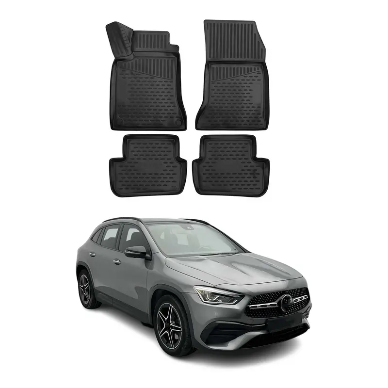 OMAC Tapis de sol pour Mercedes GLA X156 2014-2020 sur mesure en caoutchouc Noir
