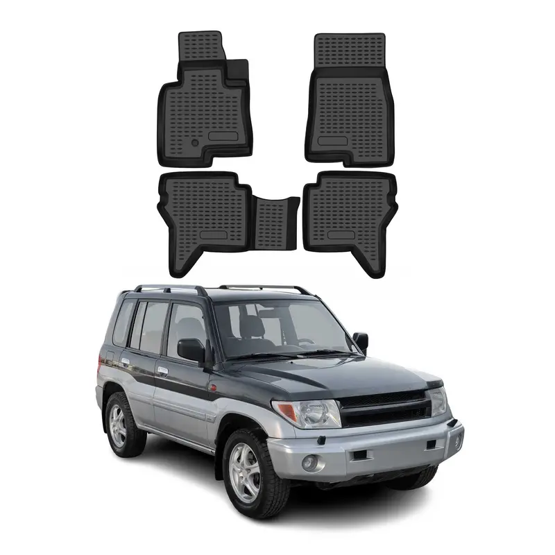 OMAC Tapis de sol pour Mitsubishi Pajero III 1998-2006 en caoutchouc Noir