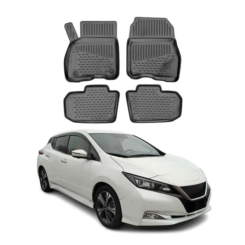 OMAC Tapis de sol pour Nissan Leaf 2017-2024 en caoutchouc Noir