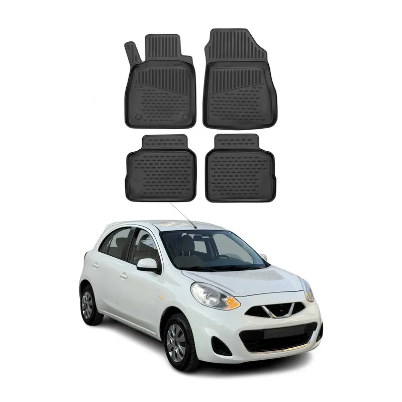 OMAC Tapis de sol pour Nissan Micra 2017-2023 sur mesure en caoutchouc Noir
