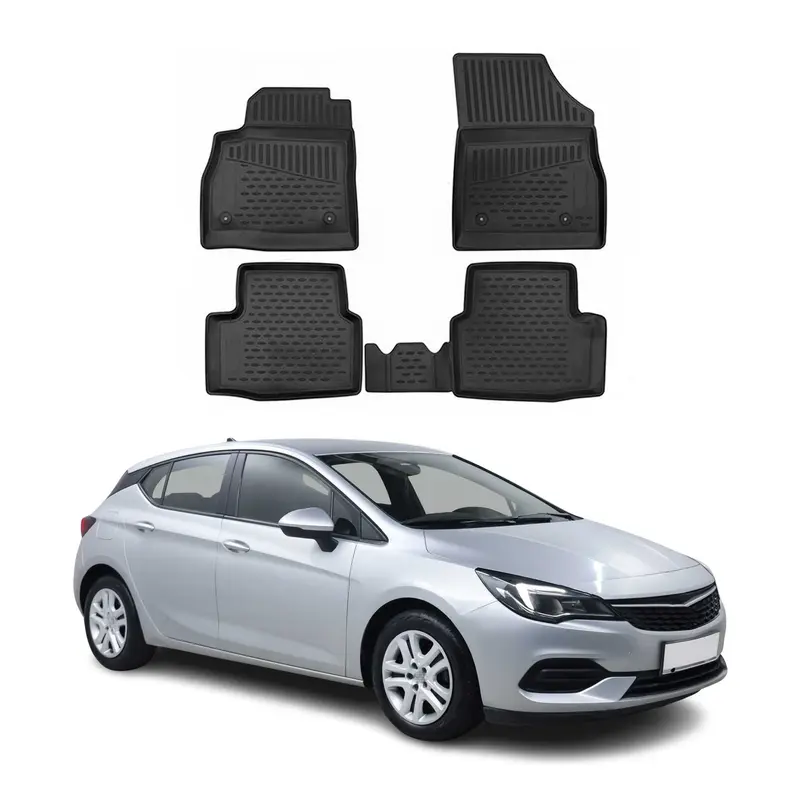 OMAC Tapis de sol pour Opel Astra K 2015-2021 en caoutchouc Noir