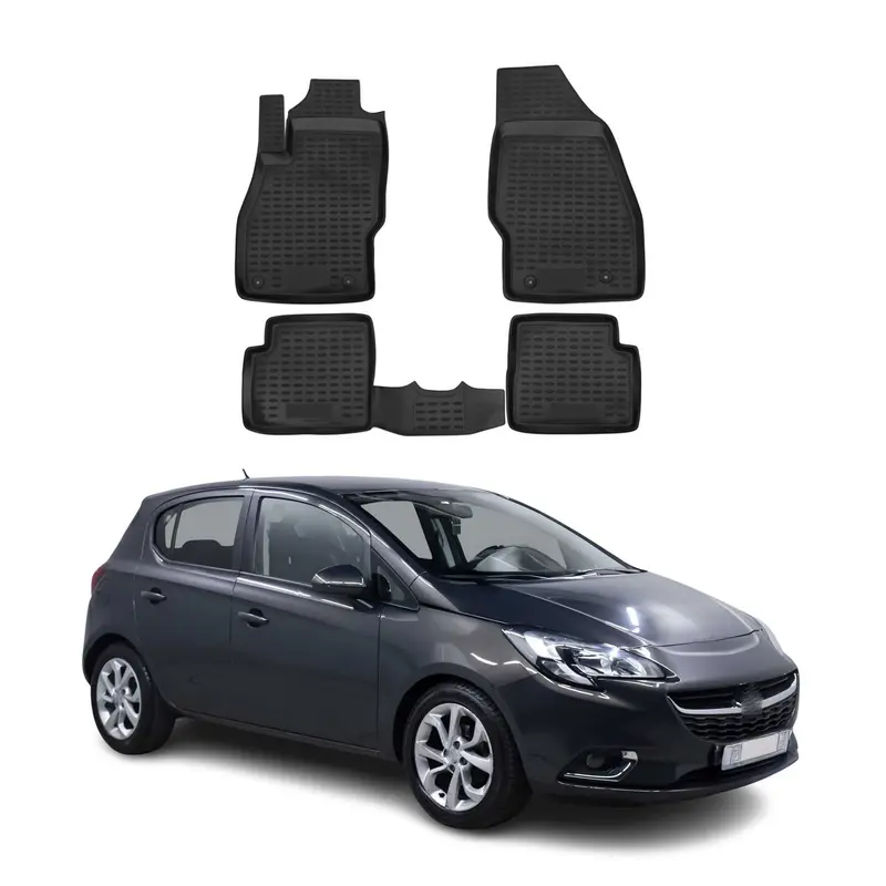 OMAC Tapis de sol pour Opel Corsa E 2015-2019 sur mesure en caoutchouc Noir