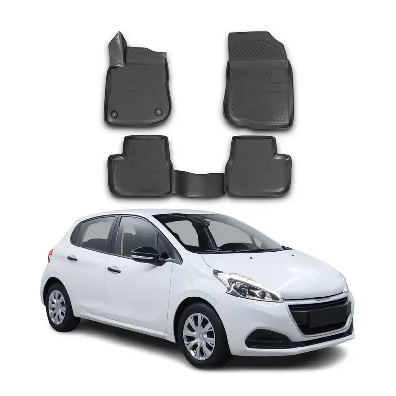 OMAC Tapis de sol pour Peugeot 208 2012-2019 sur mesure en caoutchouc Noir