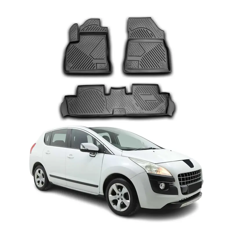 OMAC Tapis de sol pour Peugeot 3008 2007-2015 sur mesure en caoutchouc Noir