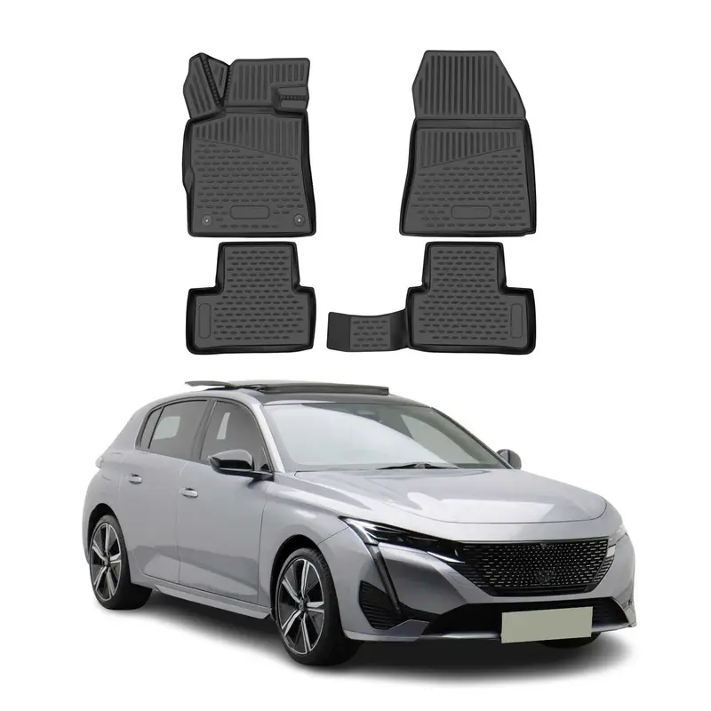 OMAC Tapis de sol pour Peugeot 308 HB 2021-2026 sur mesure en caoutchouc Noir