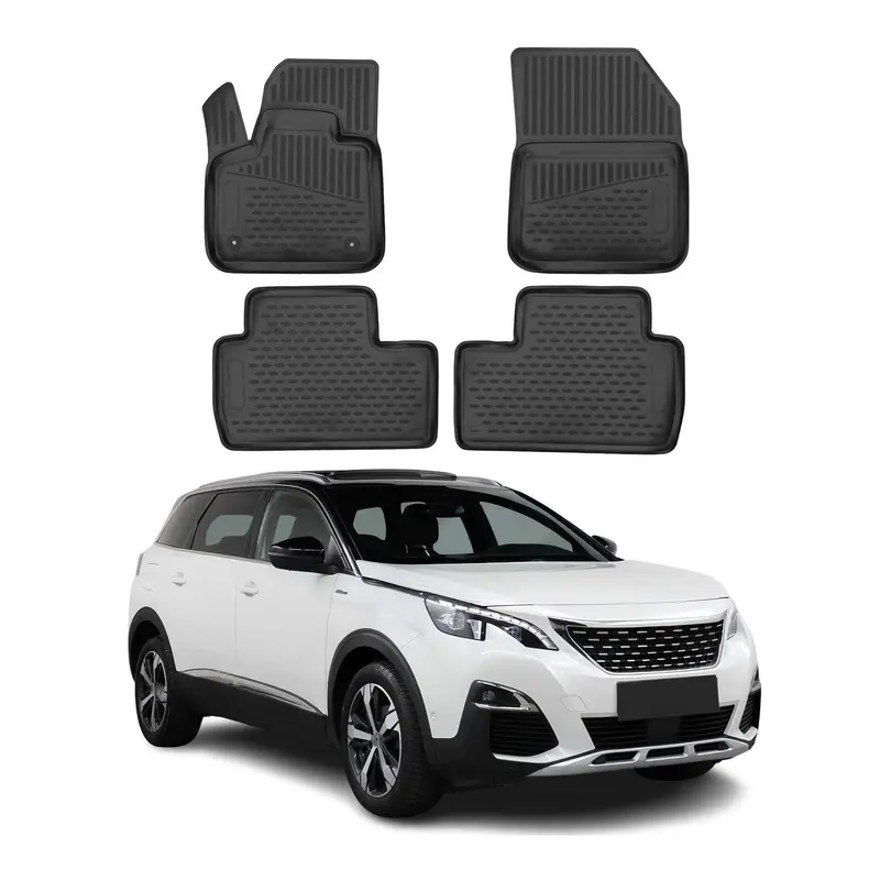 OMAC Tapis de sol pour Peugeot 5008 2017-2024 sur mesure en caoutchouc Noir