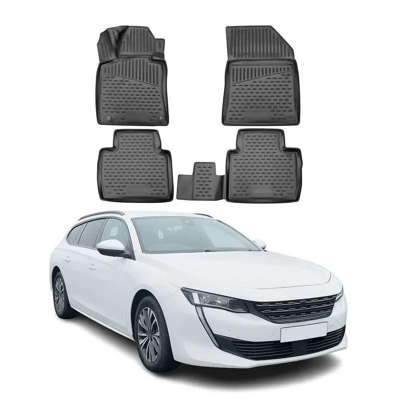 OMAC Tapis de sol pour Peugeot 508 II Break 2018-2025 sur mesure caoutchouc Noir