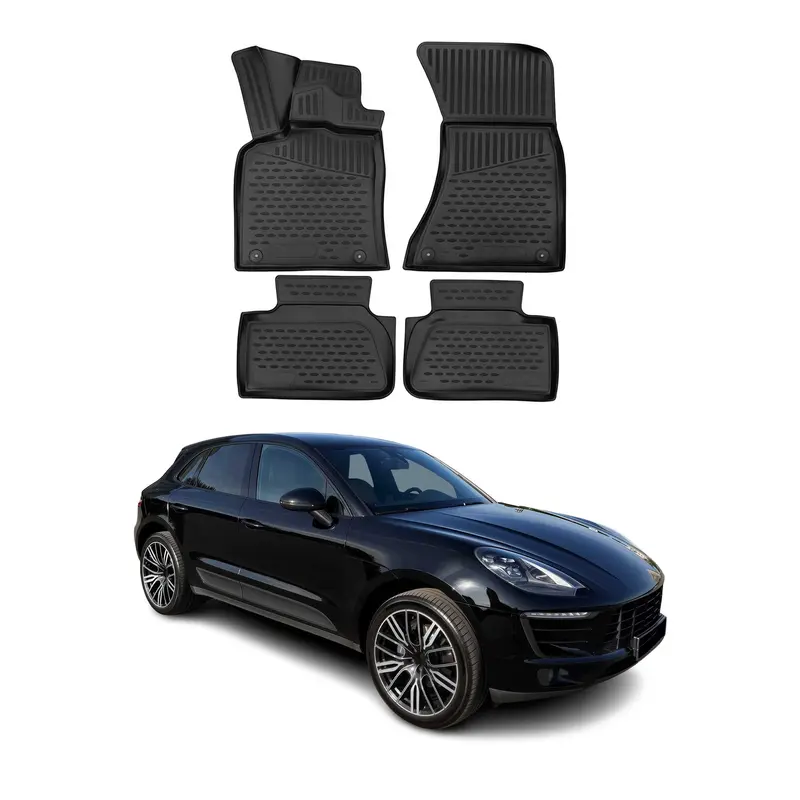 OMAC Tapis de sol pour Porsche Macan 2014-2023 en caoutchouc Noir