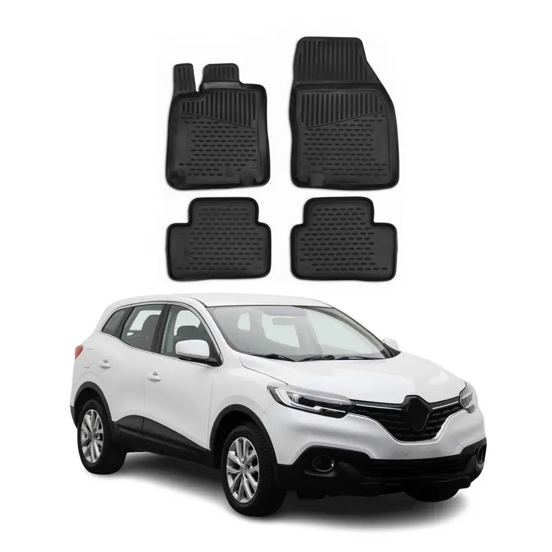 OMAC Tapis de sol pour Renault Kadjar 2015-2023 sur mesure en caoutchouc Noir