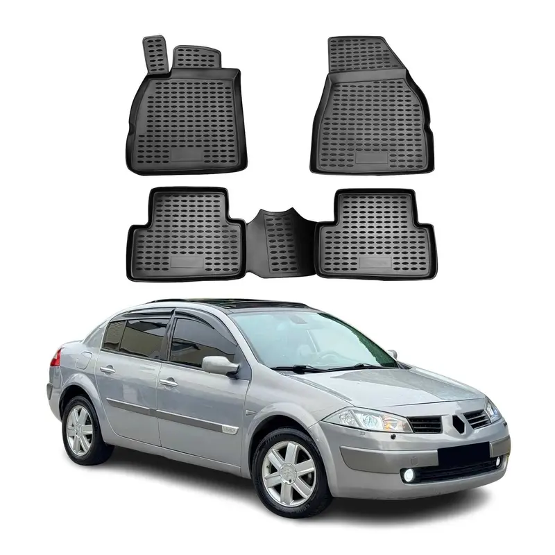 OMAC Tapis de sol pour Renault Megane 2002-2008 sur mesure en caoutchouc Noir