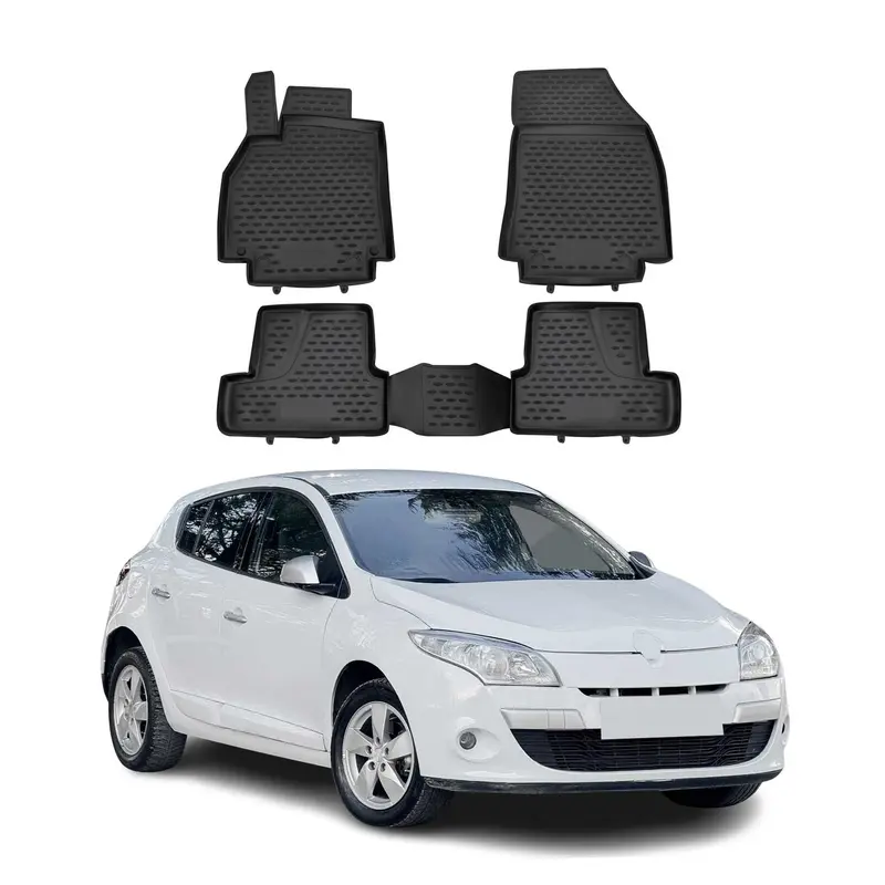 OMAC Tapis de sol pour Renault Megane 2009-2016 sur mesure en caoutchouc Noir