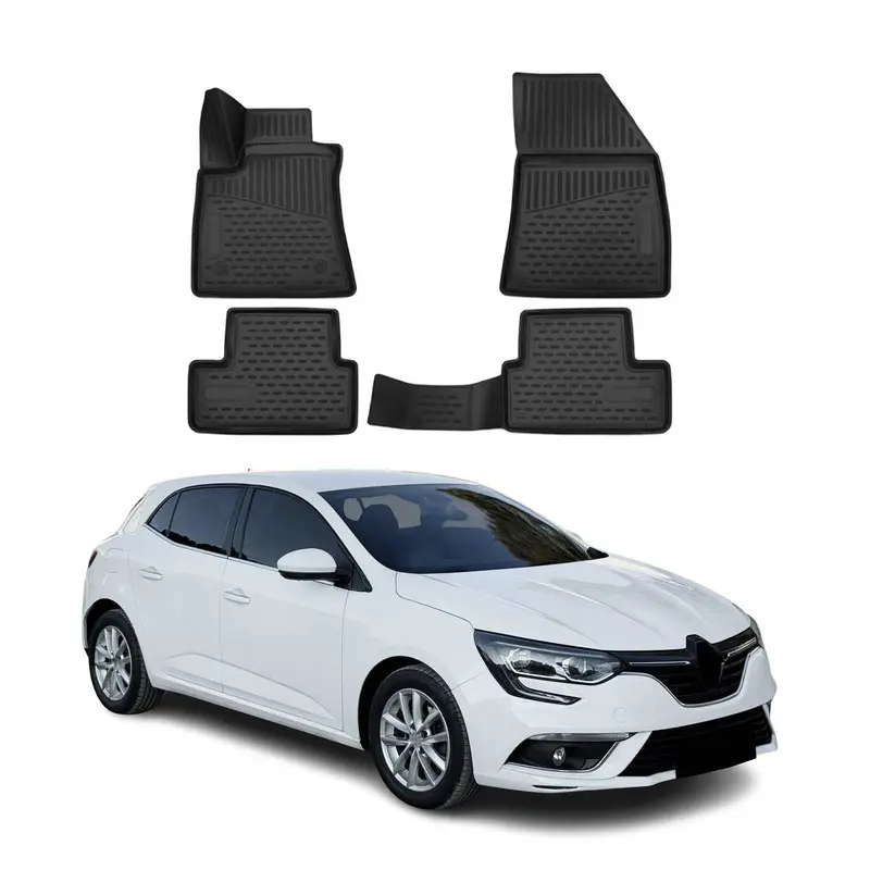 OMAC Tapis de sol pour Renault Megane IV Hatchback 2016-2022 en caoutchouc Noir