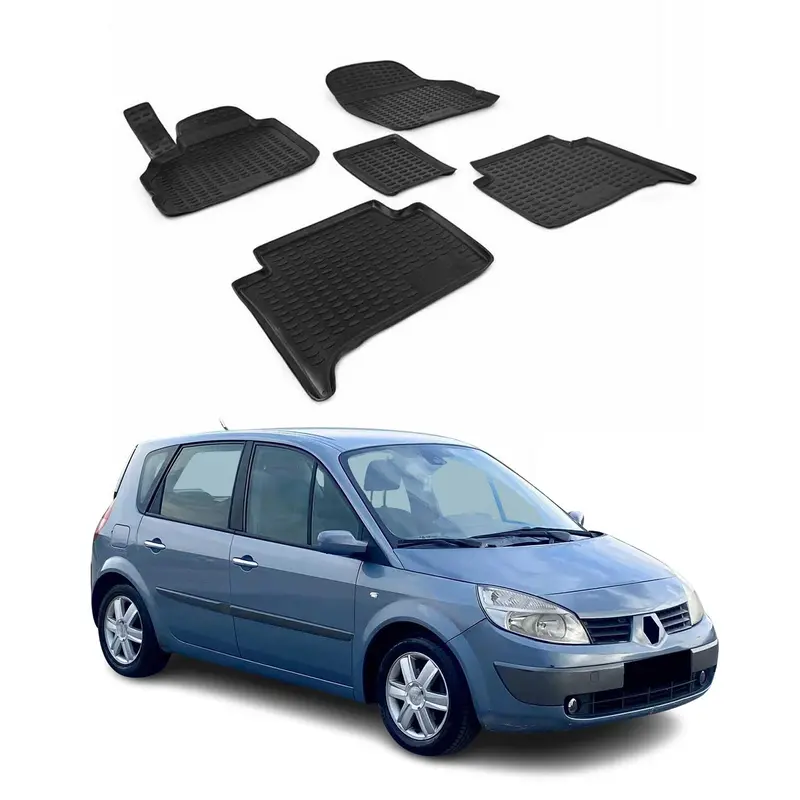 OMAC Tapis de sol pour Renault Scenic 2003-2009 sur mesure en caoutchouc Noir