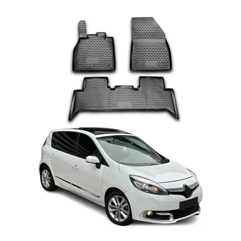OMAC Tapis de sol pour Renault Scenic 2009-2016 sur mesure en caoutchouc Noir