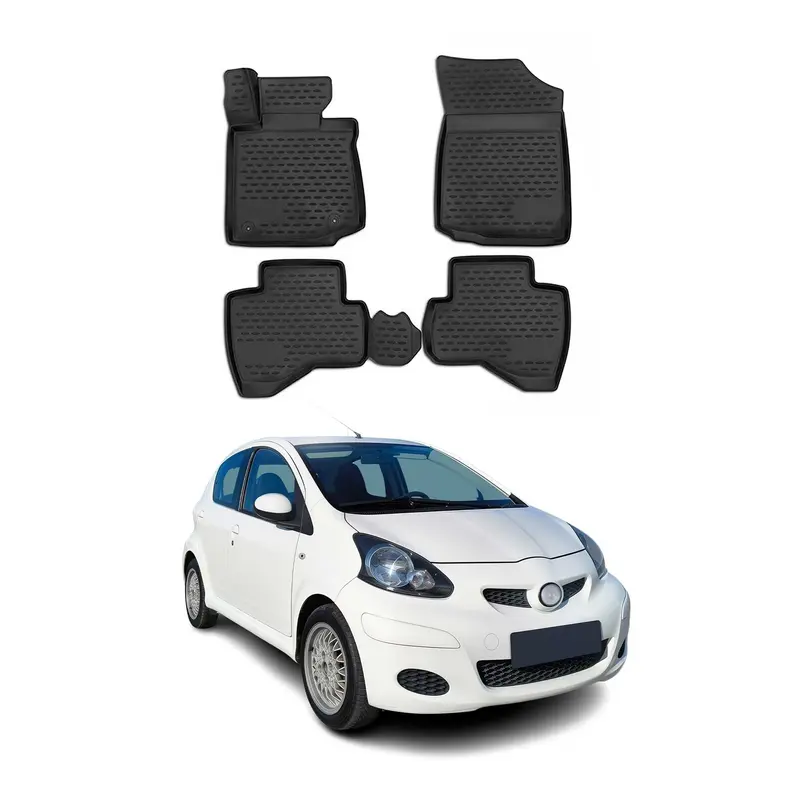 OMAC Tapis de sol pour Toyota Aygo 2005-2014 en caoutchouc Noir
