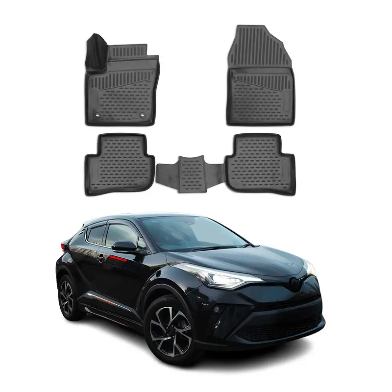 OMAC Tapis de sol pour Toyota C-HR 2016-2023 en caoutchouc Noir